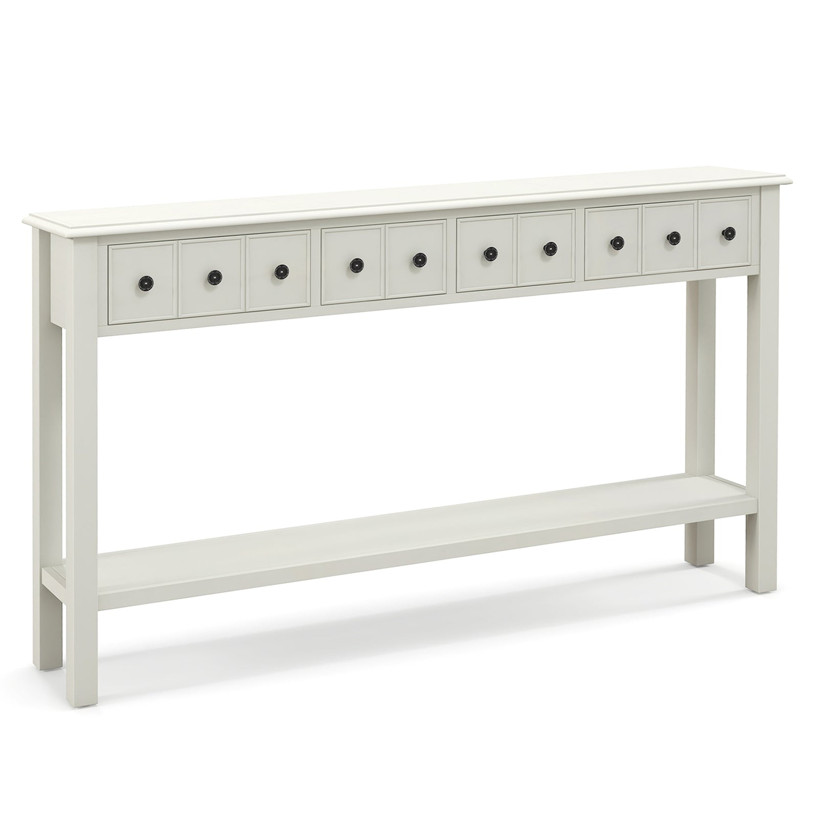 60 Inch Sofa Table, 4 Drawers, Open Shelf, White Console Tables at Gallery Canada