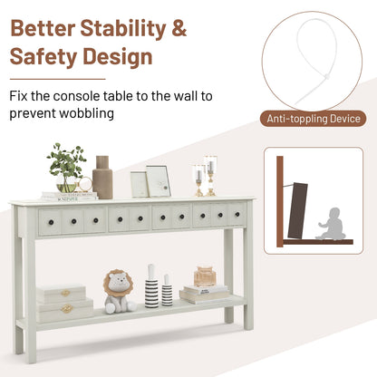 60 Inch Sofa Table, 4 Drawers, Open Shelf, White Console Tables at Gallery Canada