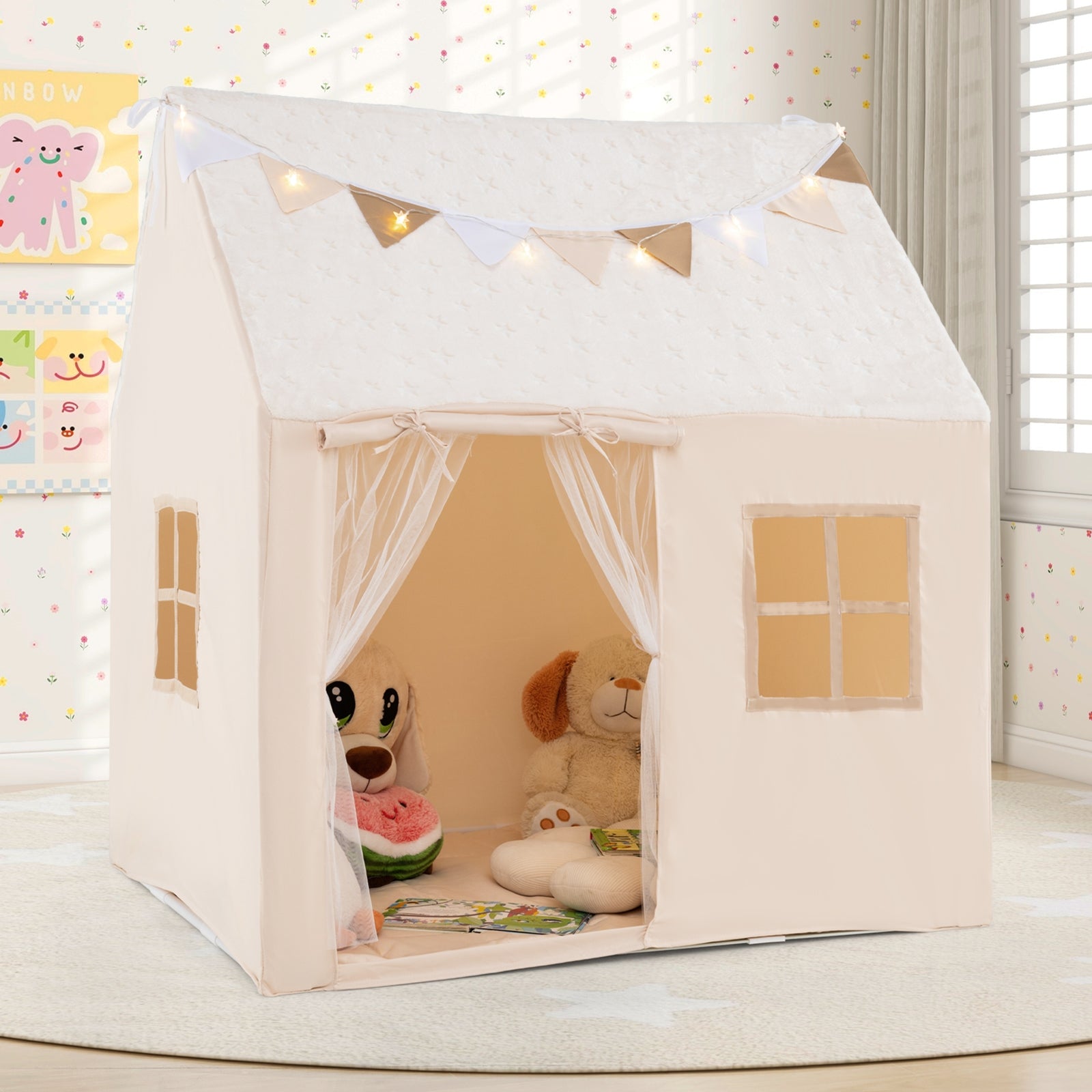 Kids Play Tent, Large, Glow In The Dark Stars, Beige Play Tents & Playhouse at Gallery Canada