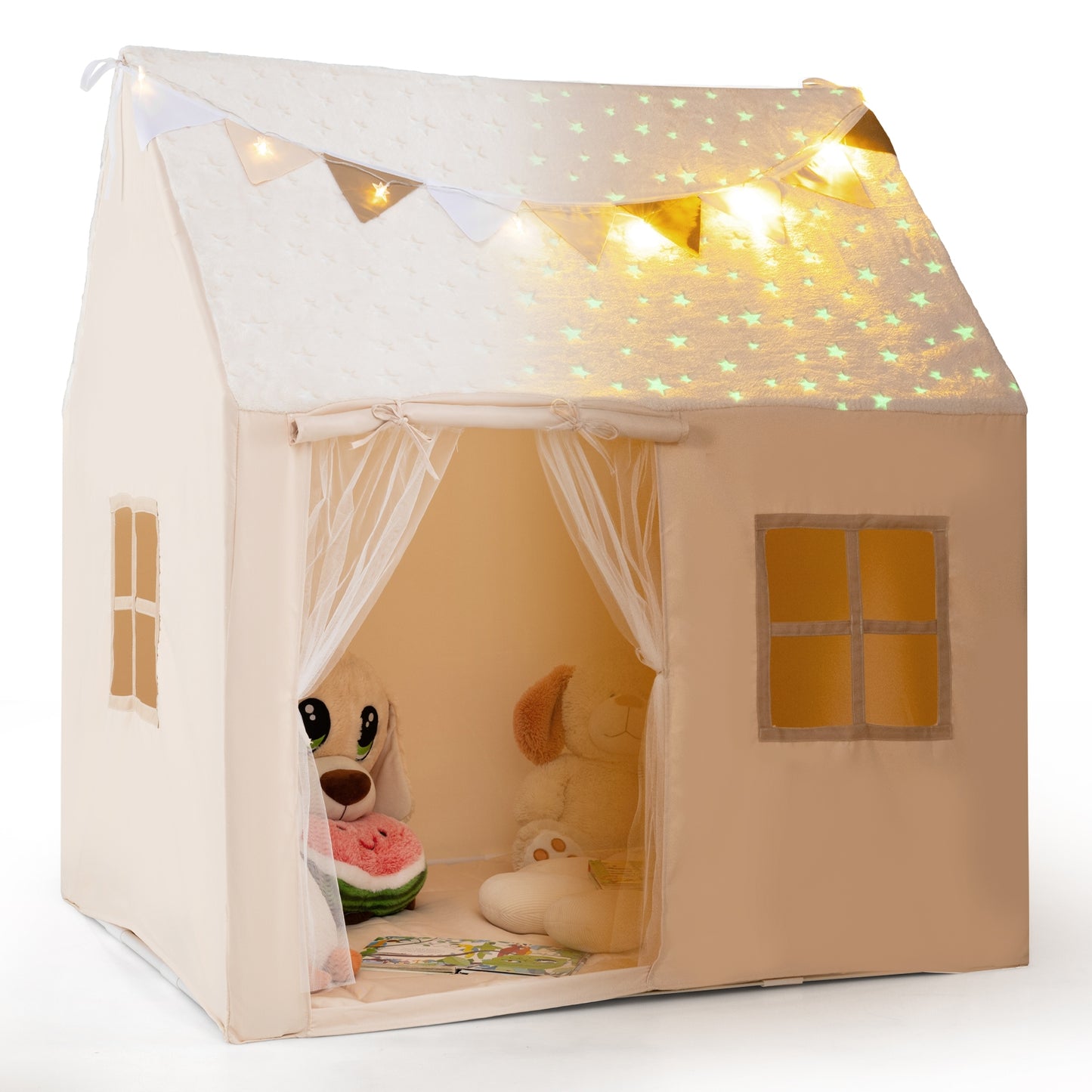 Kids Play Tent, Large, Glow In The Dark Stars, Beige Play Tents & Playhouse at Gallery Canada