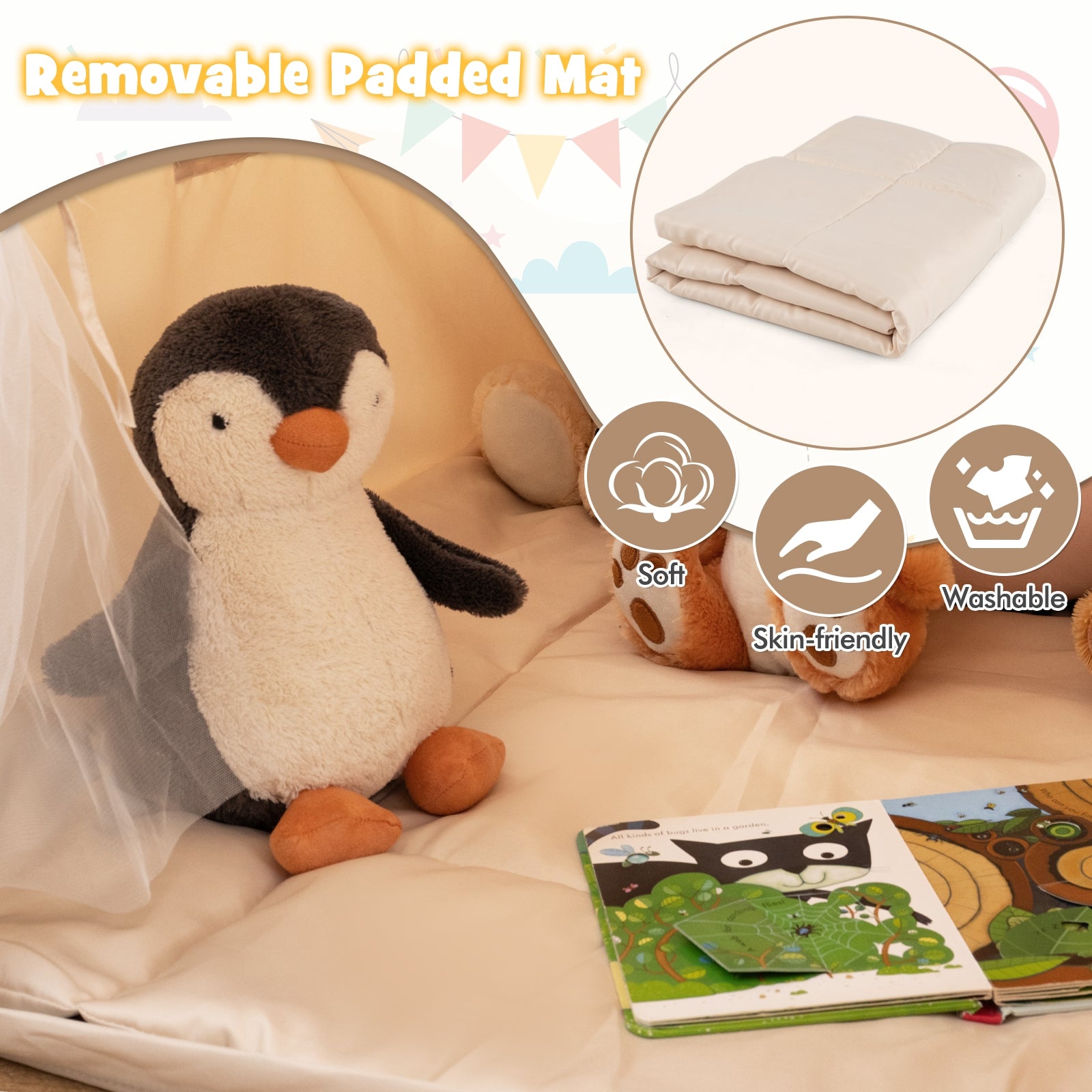Kids Play Tent, Large, Glow In The Dark Stars, Beige Play Tents & Playhouse at Gallery Canada