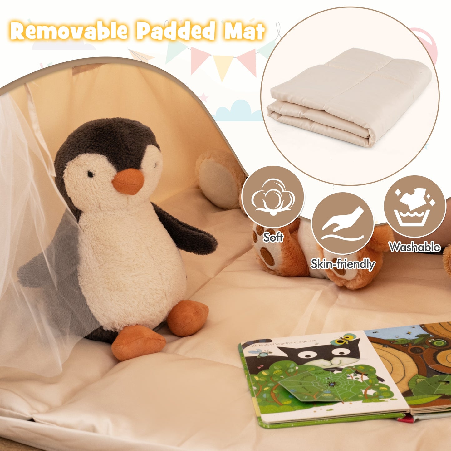 Kids Play Tent, Large, Glow In The Dark Stars, Beige Play Tents & Playhouse at Gallery Canada