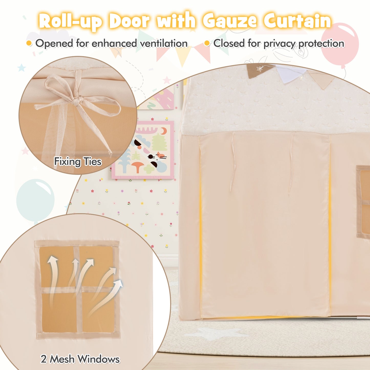Kids Play Tent, Large, Glow In The Dark Stars, Beige Play Tents & Playhouse at Gallery Canada