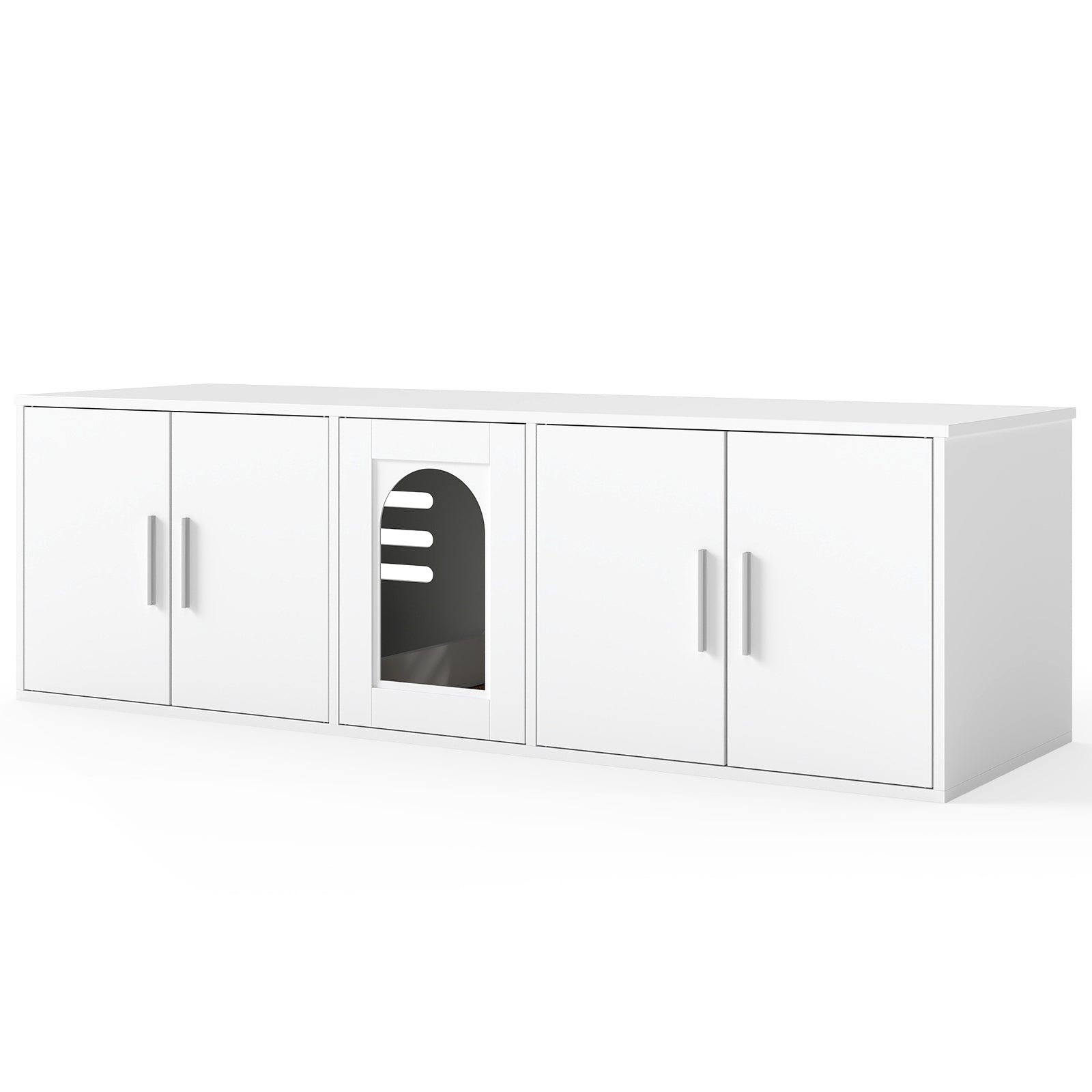 Cat Litter Box Enclosure, Double Rooms, Sisal Scratching Mat, White Cat Houses White at Gallery Canada