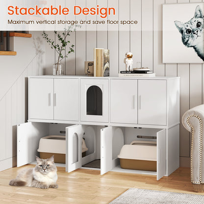 Cat Litter Box Enclosure, Double Rooms, Sisal Scratching Mat, White Cat Houses at Gallery Canada
