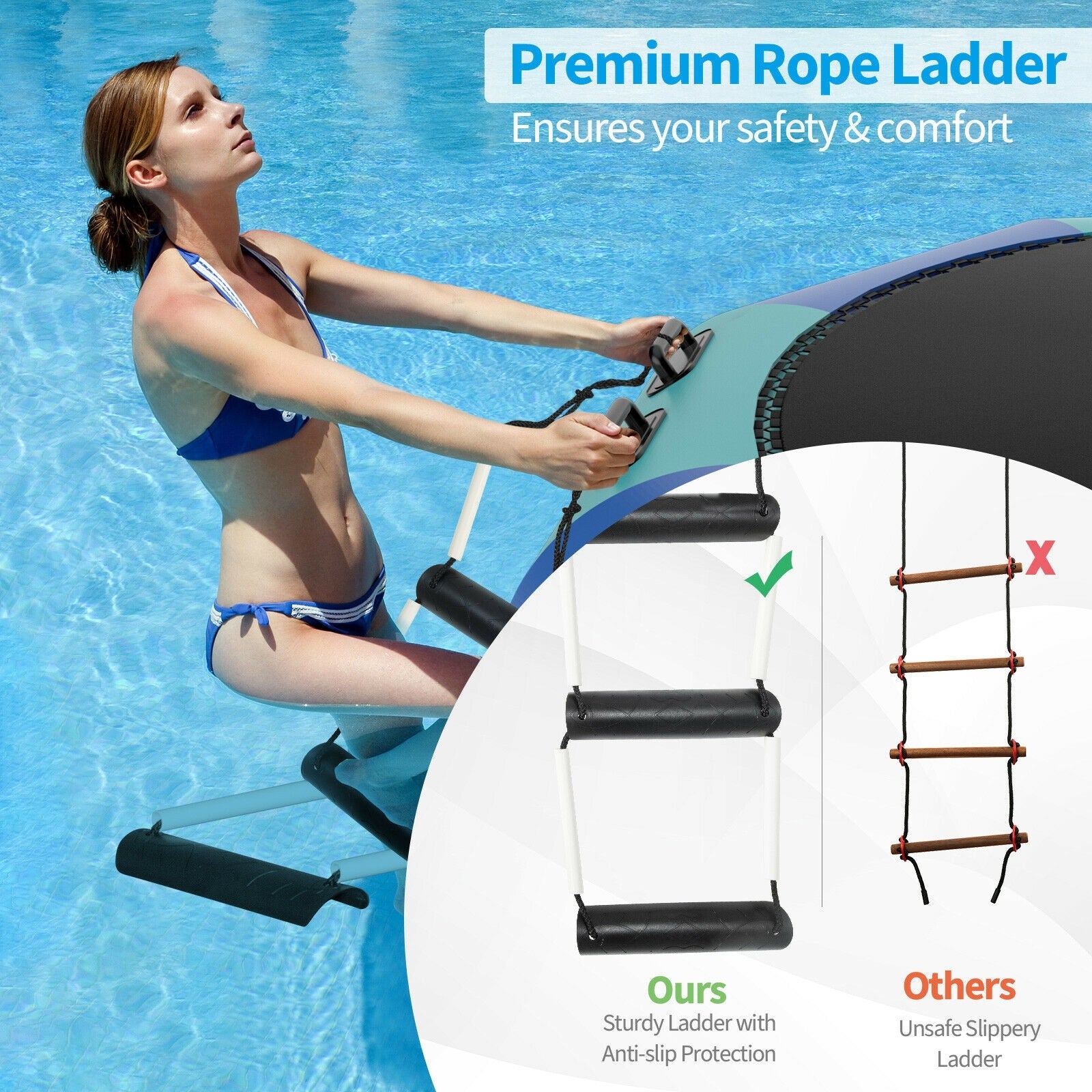10 Feet Inflatable Splash Padded Water Bouncer Trampoline, Blue Trampolines at Gallery Canada