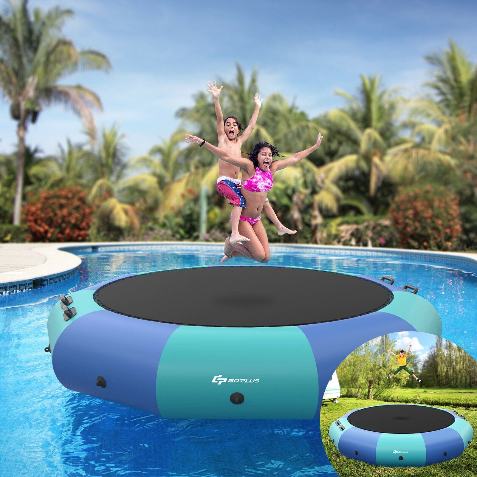 10 Feet Inflatable Splash Padded Water Bouncer Trampoline, Blue Trampolines at Gallery Canada