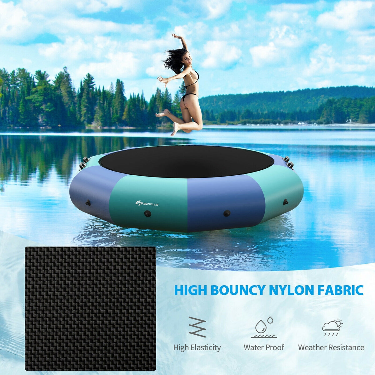 10 Feet Inflatable Splash Padded Water Bouncer Trampoline, Blue Trampolines at Gallery Canada