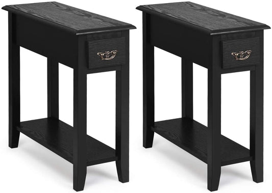 2 Tier Sofa Side Table With Drawer, 2 Pieces, Black End & Side Tables Black at Gallery Canada