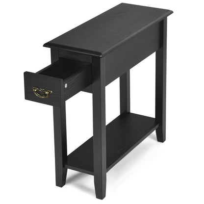 2 Tier End Bedside Sofa Side Table, Narrow Nightstand, Black End & Side Tables at Gallery Canada