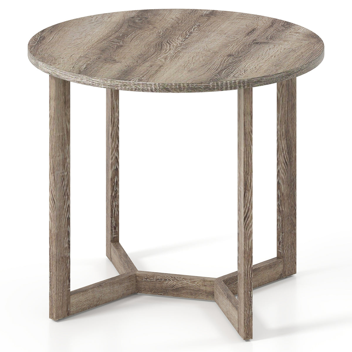 36 Inch Round Wood Dining Table, Wing-Shaped Pedestal Base, Gray Dining Tables at Gallery Canada