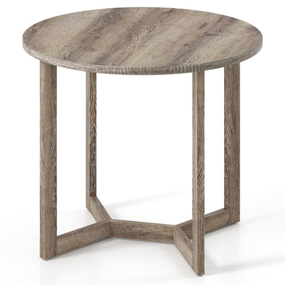 36 Inch Round Wood Dining Table, Wing-Shaped Pedestal Base, Gray Dining Tables at Gallery Canada