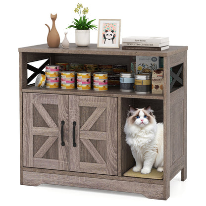 Cat Litter Box Enclosure, Hidden Washroom Furniture With Storage, Gray Cat Houses Gray at Gallery Canada