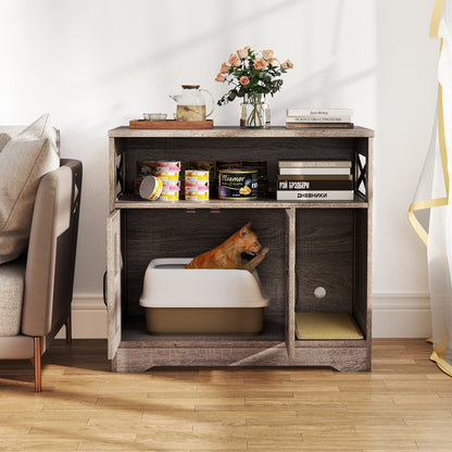 Cat Litter Box Enclosure, Hidden Washroom Furniture With Storage, Gray Cat Houses at Gallery Canada