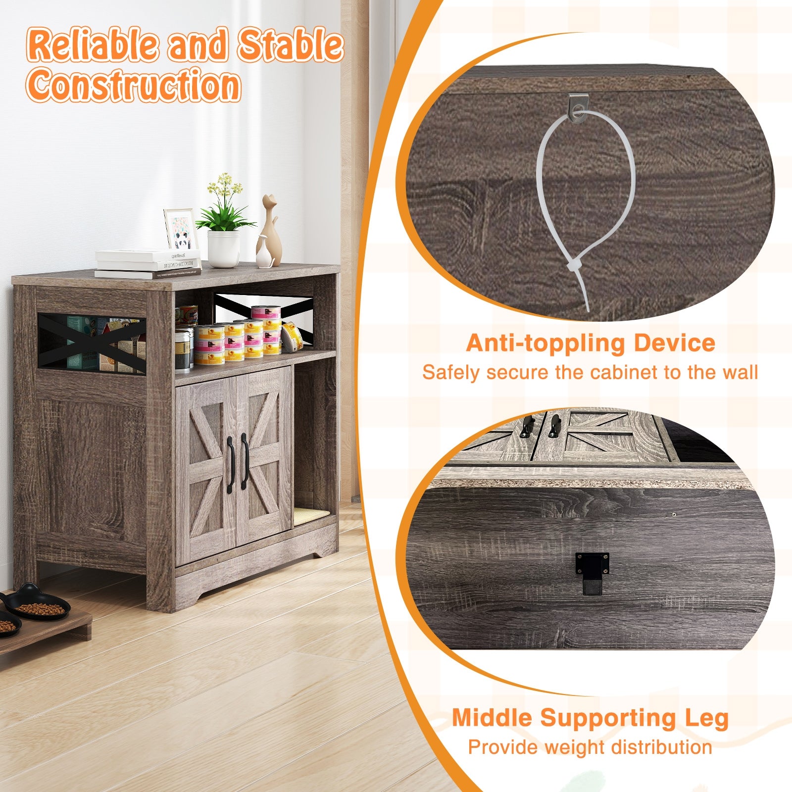 Cat Litter Box Enclosure, Hidden Washroom Furniture With Storage, Gray Cat Houses at Gallery Canada