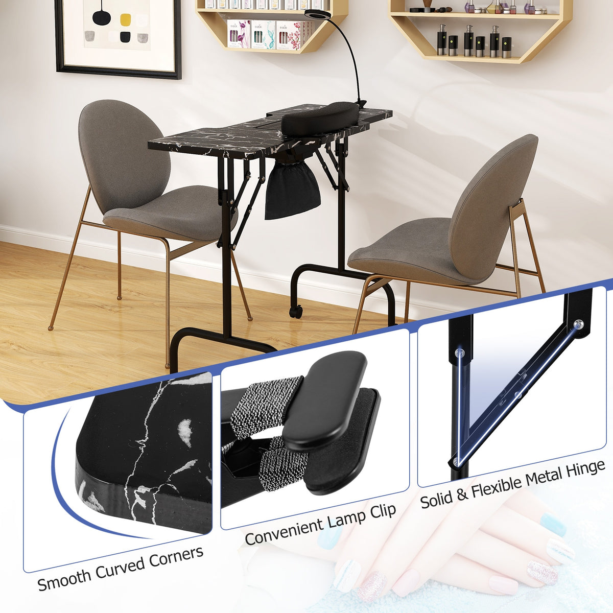 Folding Manicure Table With Electric Dust Collector, Black Spa & Salon at Gallery Canada