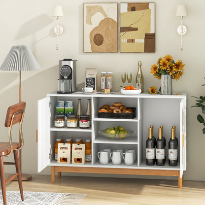 48 Inch Sideboard Buffet Cabinet, 2 Bamboo Woven Doors, White Sideboards Cabinets & Buffets at Gallery Canada