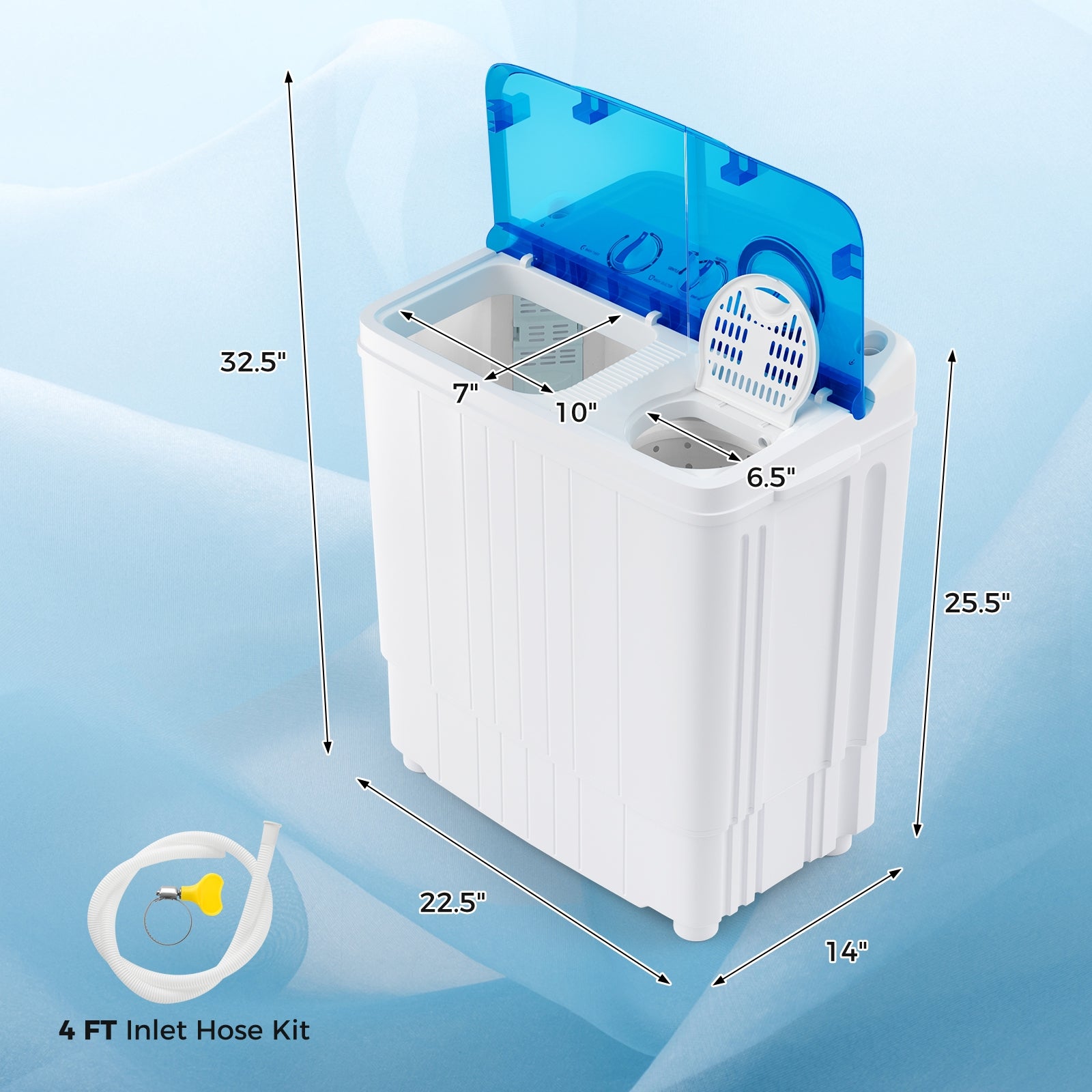 Portable Washing Machine, 17.6 lbs, With Drain Pump, Blue Washing Machines at Gallery Canada