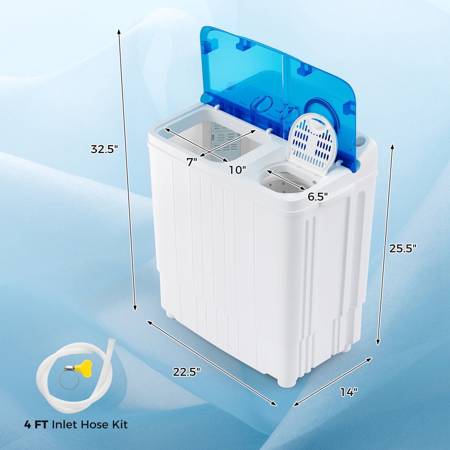 Portable Washing Machine, 17.6 lbs, With Drain Pump, Blue Washing Machines at Gallery Canada