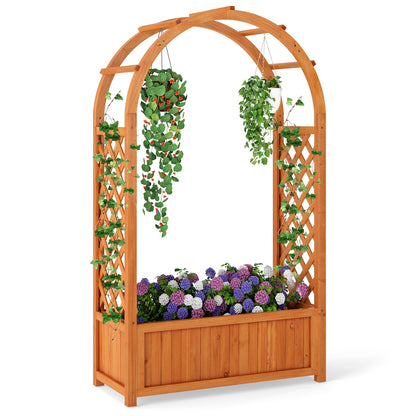 Wooden Raised Garden Bed With Lattice Trellis, Brown Raised Garden Beds Brown at Gallery Canada