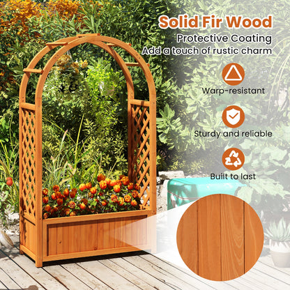 Wooden Raised Garden Bed With Lattice Trellis, Brown Raised Garden Beds at Gallery Canada