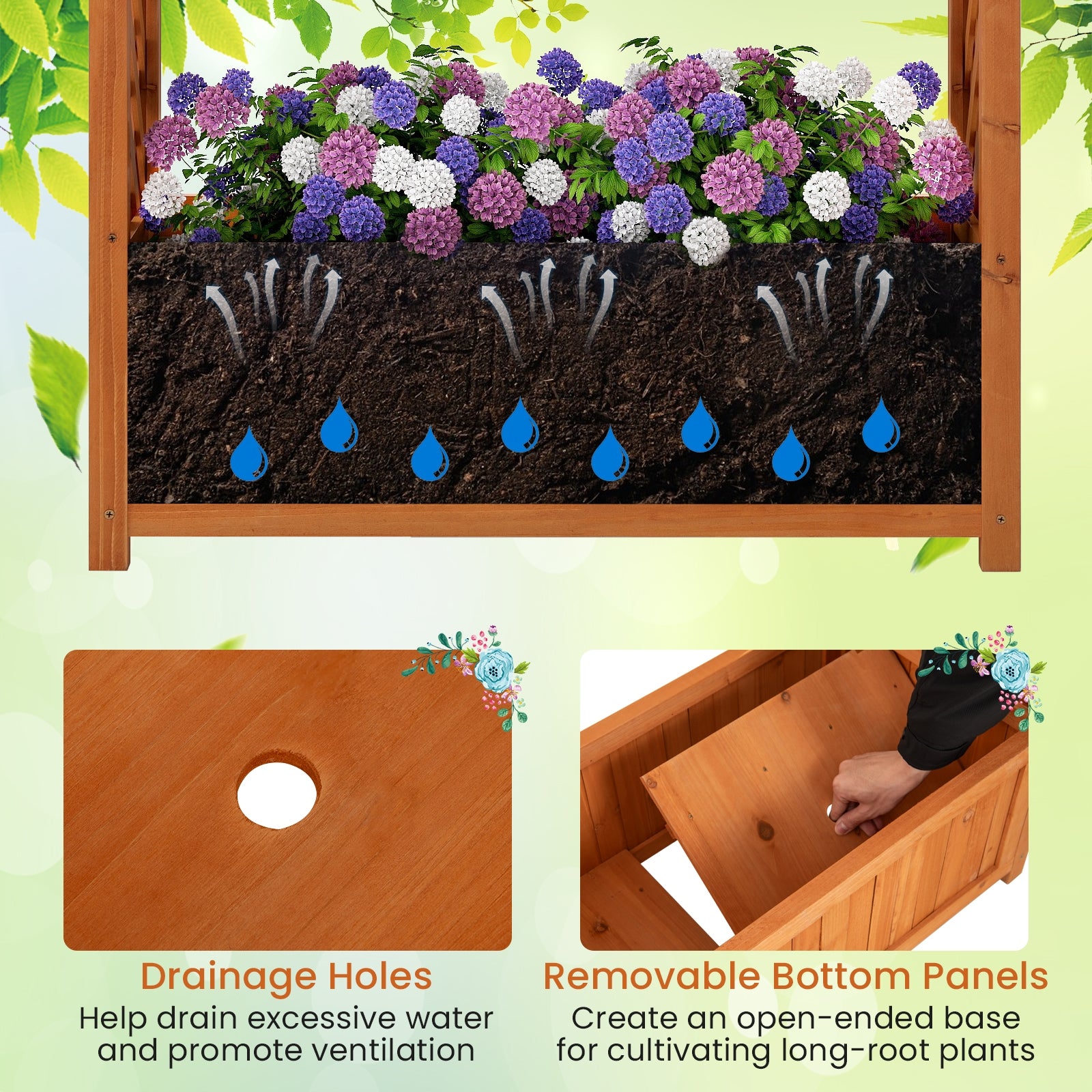 Wooden Raised Garden Bed With Lattice Trellis, Brown Raised Garden Beds at Gallery Canada