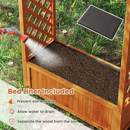 Wooden Raised Garden Bed With Lattice Trellis, Brown Raised Garden Beds at Gallery Canada