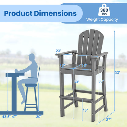 Set of 2 Outdoor HDPE Bar Stools, With Armrests and Footrest, Gray Patio Dining Chairs at Gallery Canada