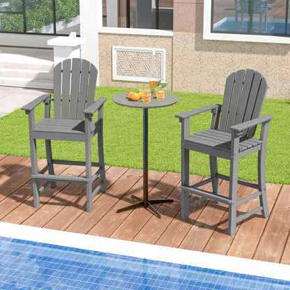 Set of 2 Outdoor HDPE Bar Stools, With Armrests and Footrest, Gray Patio Dining Chairs at Gallery Canada