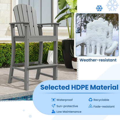 Set of 2 Outdoor HDPE Bar Stools, With Armrests and Footrest, Gray Patio Dining Chairs at Gallery Canada