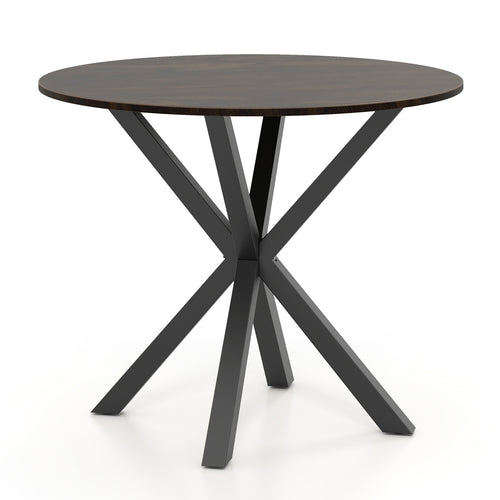 36 Inch Wood Dining Table, Pedestal Base, Seats 2-4, Brown