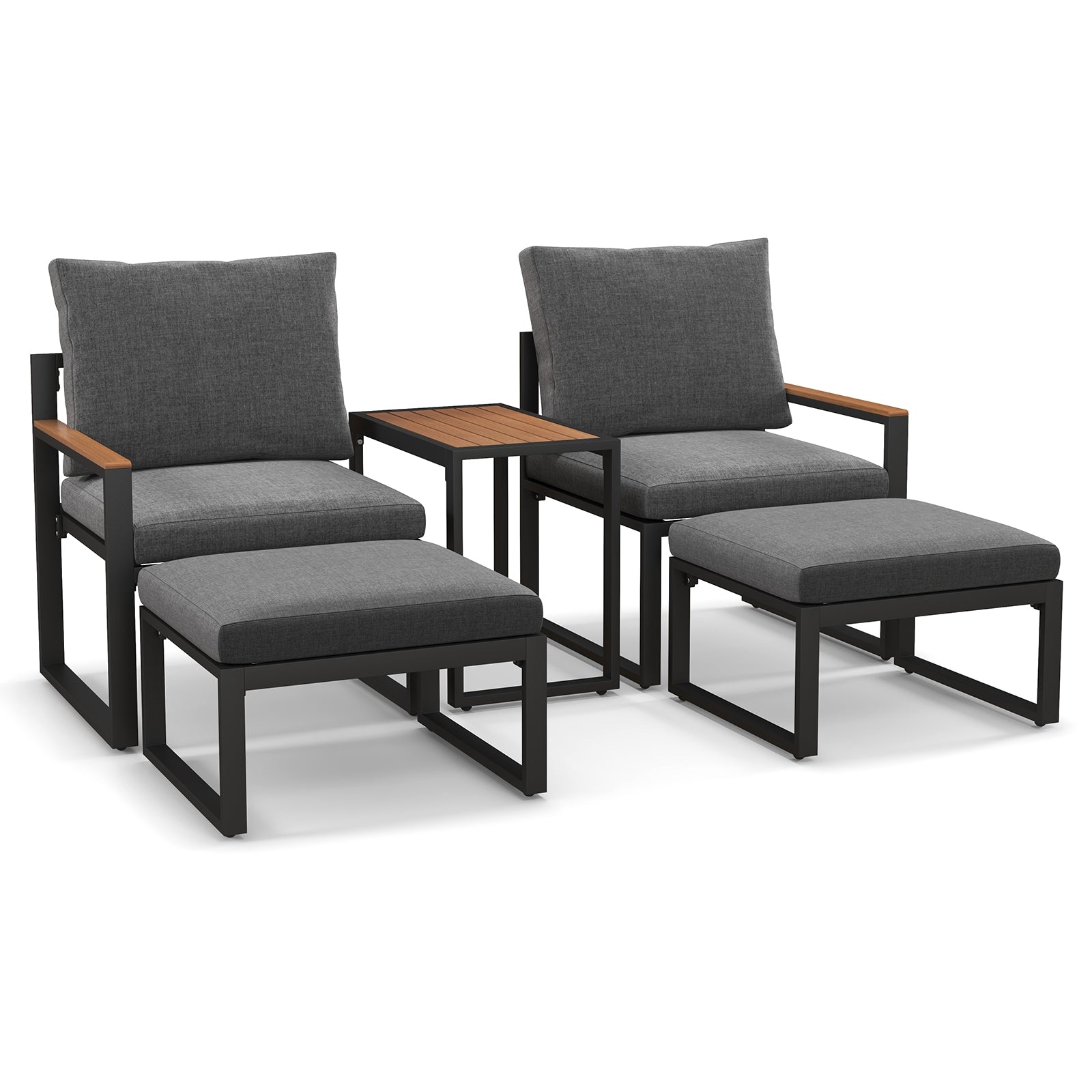 5-Piece Aluminum Frame Outdoor Conversation Set, Gray Patio Conversation Sets Gray at Gallery Canada