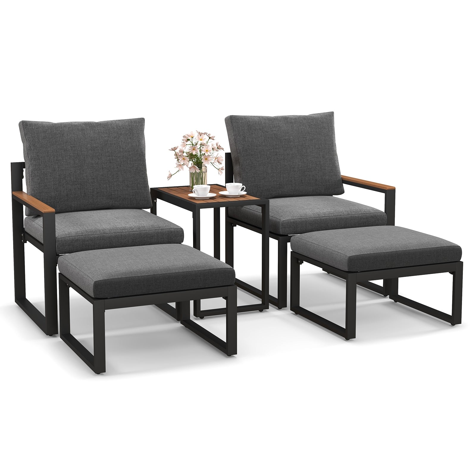 5-Piece Aluminum Frame Outdoor Conversation Set, Gray Patio Conversation Sets at Gallery Canada