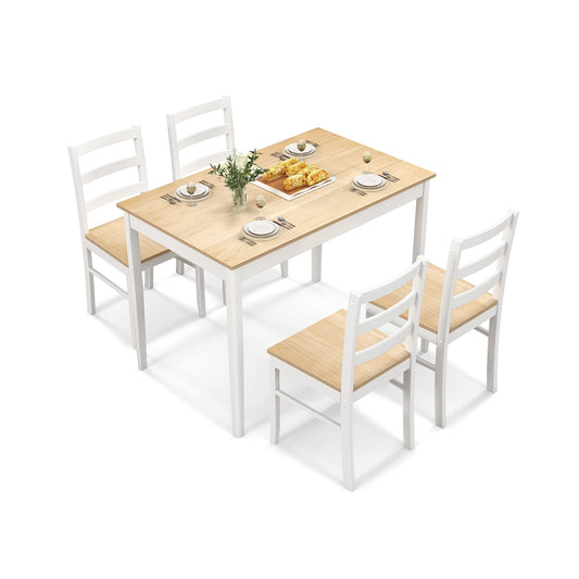 5-Piece Wooden Dining Set, Rectangular Table, 4 Chairs, Natural Dining Room Sets Natural at Gallery Canada