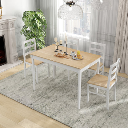 5-Piece Wooden Dining Set, Rectangular Table, 4 Chairs, Natural Dining Room Sets at Gallery Canada
