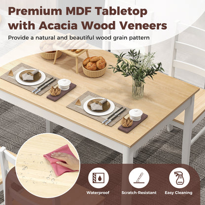 5-Piece Wooden Dining Set, Rectangular Table, 4 Chairs, Natural Dining Room Sets at Gallery Canada