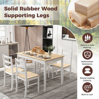 5-Piece Wooden Dining Set, Rectangular Table, 4 Chairs, Natural Dining Room Sets at Gallery Canada