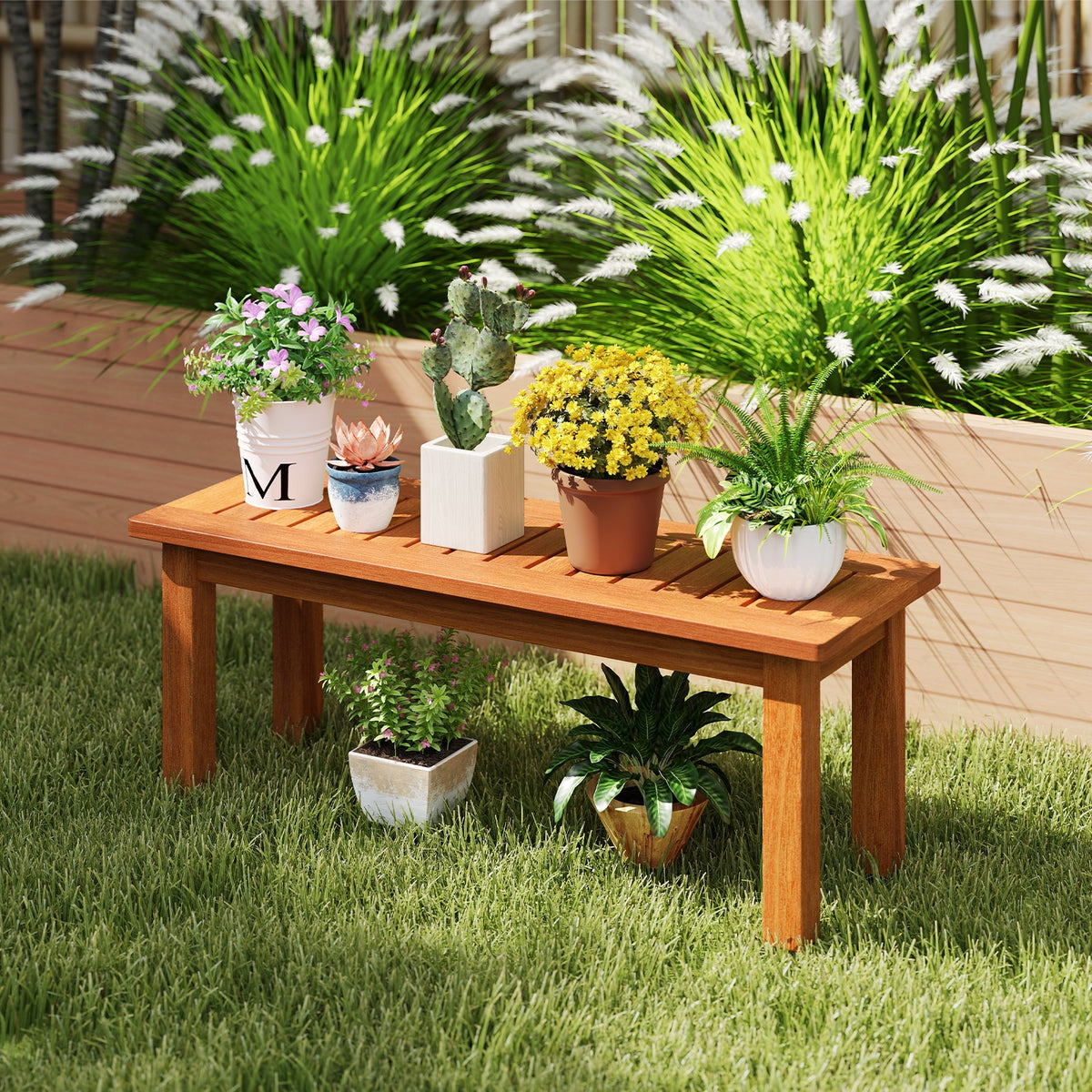 Solid Wood Plant Stand, S, Indoor Outdoor Flower Pot Holder, Brown Plant Stands at Gallery Canada