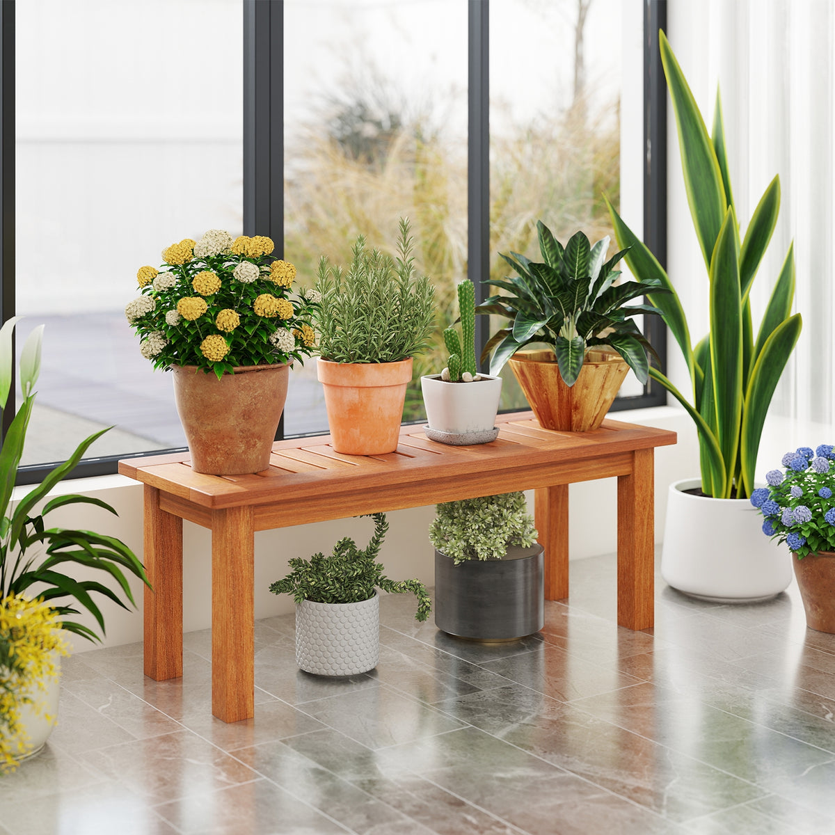 Solid Wood Plant Stand, S, Indoor Outdoor Flower Pot Holder, Brown Plant Stands at Gallery Canada