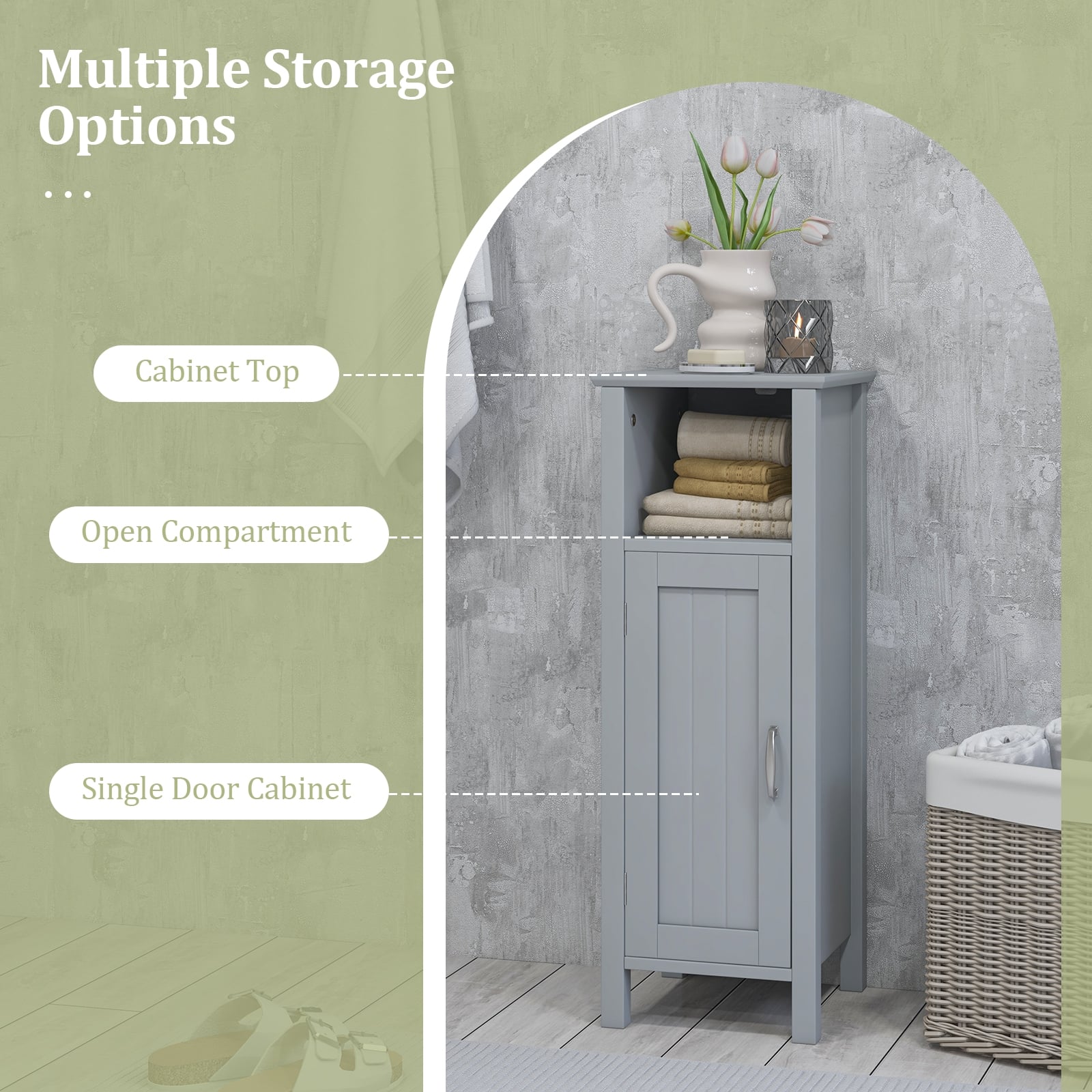 2-Tier Bathroom Storage Cabinet, Gray Floor Cabinets at Gallery Canada