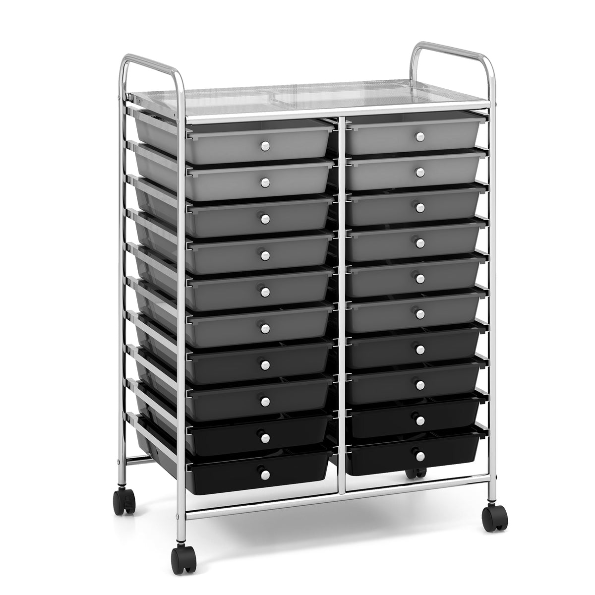 20 Drawers Rolling Storage Cart, Gray, Black File Cabinets at Gallery Canada