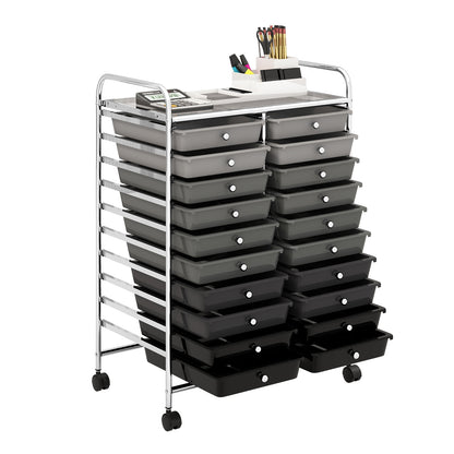 20 Drawers Rolling Storage Cart, Gray, Black File Cabinets at Gallery Canada