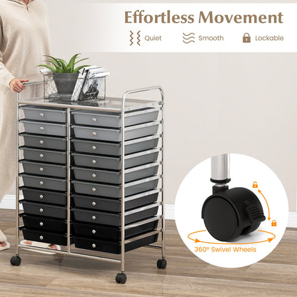 20 Drawers Rolling Storage Cart, Gray, Black File Cabinets at Gallery Canada