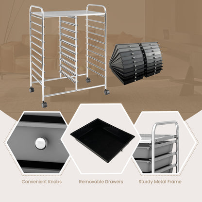 20 Drawers Rolling Storage Cart, Gray, Black File Cabinets at Gallery Canada