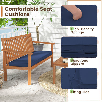 4 Piece Acacia Wood Patio Sofa Set, Loveseat, Navy Patio Conversation Sets at Gallery Canada