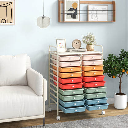 20 Drawers Rolling Storage Cart, Deep, Multicolor File Cabinets at Gallery Canada