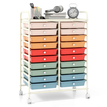 20 Drawers Rolling Storage Cart, Deep, Multicolor File Cabinets Deep Multicolor at Gallery Canada