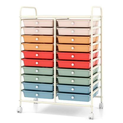 20 Drawers Rolling Storage Cart, Deep, Multicolor File Cabinets at Gallery Canada