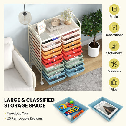 20 Drawers Rolling Storage Cart, Deep, Multicolor File Cabinets at Gallery Canada