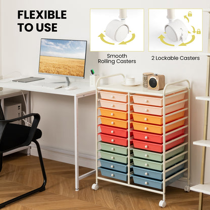 20 Drawers Rolling Storage Cart, Deep, Multicolor File Cabinets at Gallery Canada